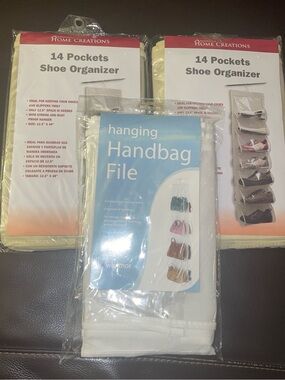 NWT- 14-Pocket Shoe Organizer & Hanging Handbag File Bundle